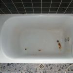 熊本県熊本市、戸建て在来浴室、鋳物ホーロー浴槽、錆修理・クリーニング・塗装リフォーム