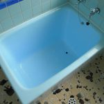 熊本県熊本市、戸建て住宅在来浴室、鋳物ホーロー浴槽、陶器割れ錆修理・塗装リフォーム