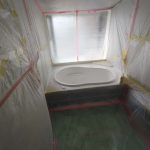 長崎県佐世保市、戸建て住宅、タカラスタンダード製ユニットバス浴室、カラーステンレス浴槽塗装工事
